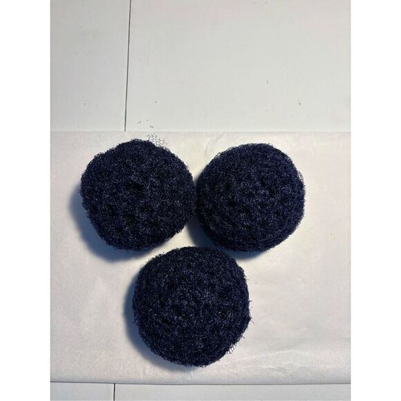 3 Handmade crocheted dish scrubbies made with premium nylon netting (navy blue) - Picture 1 of 1